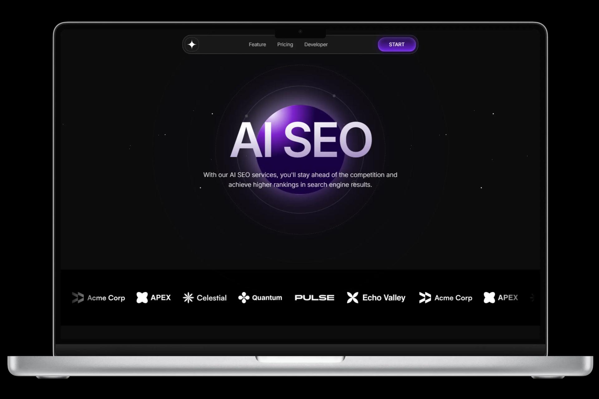 AI SEO Landing Page mockup